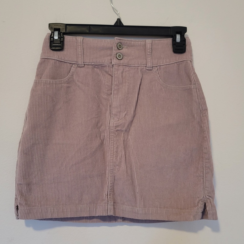 Hollister Sz 0 Ultra High-Rise Corduroy Mini Skirt Beige Retro-inspired